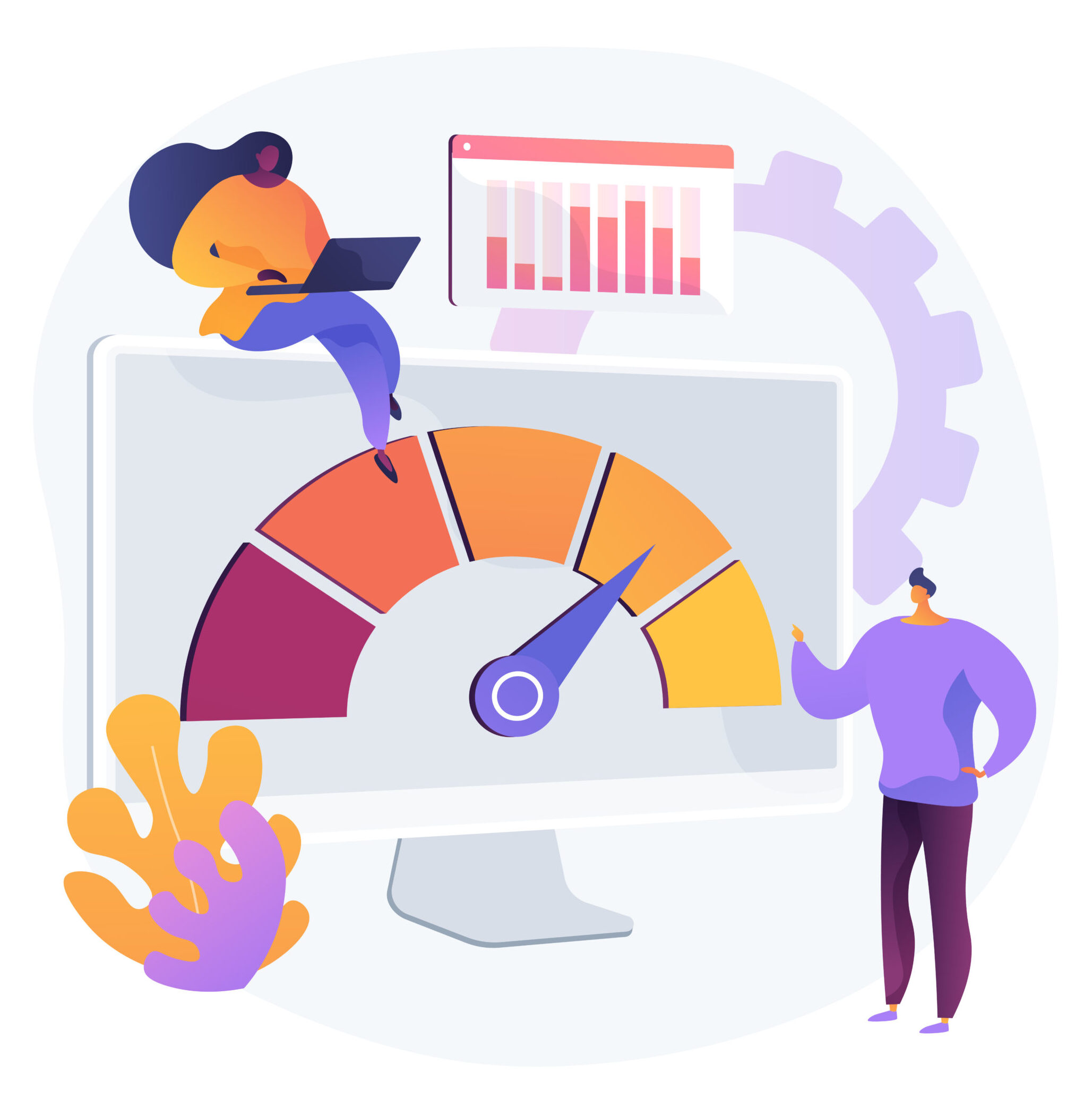 Benchmark testing abstract concept vector illustration. 5 Minutes Engagement Time Web Traffic